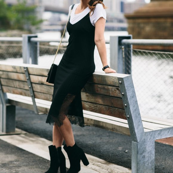 Urban Outfitters Dresses & Skirts - UO Out From Under Black Slip Lace Midi Dress